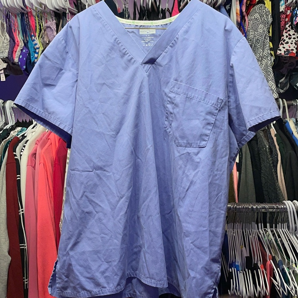 Health Pro Unisex XLg Blue scrubs medical wear top with pockets